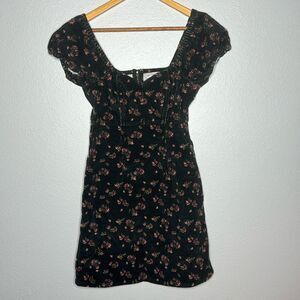 Y2K Small Corduroy dress - So Mini dress, corduroy with flowers. Vintage